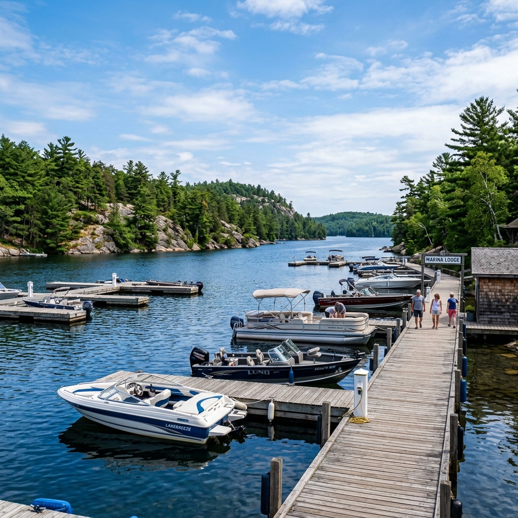 Beautiful docks at Go Home Lake Marina